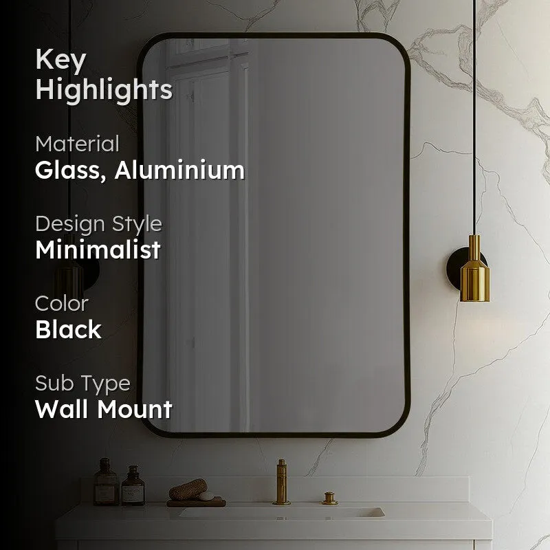 Gleamora Wall Mirror With Aluminium Frame - Black media 2