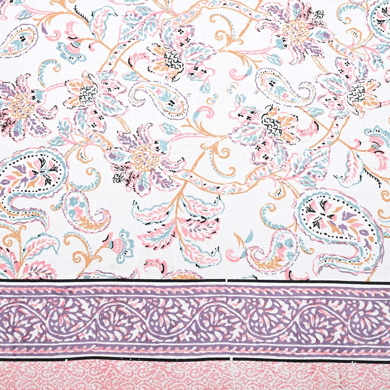Fabrelle Floral Cotton Bedsheet (Pink & White) - 240 TC media 7