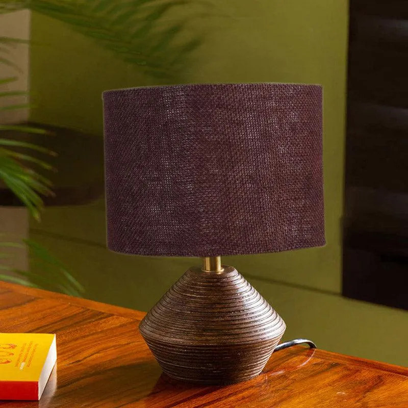Yami Wooden Table Lamp With Jute Shade - Brown media 2