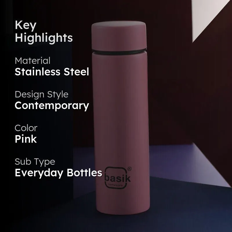 Evara Stainless Steel Bottle (Pink) - 330 mL media 2