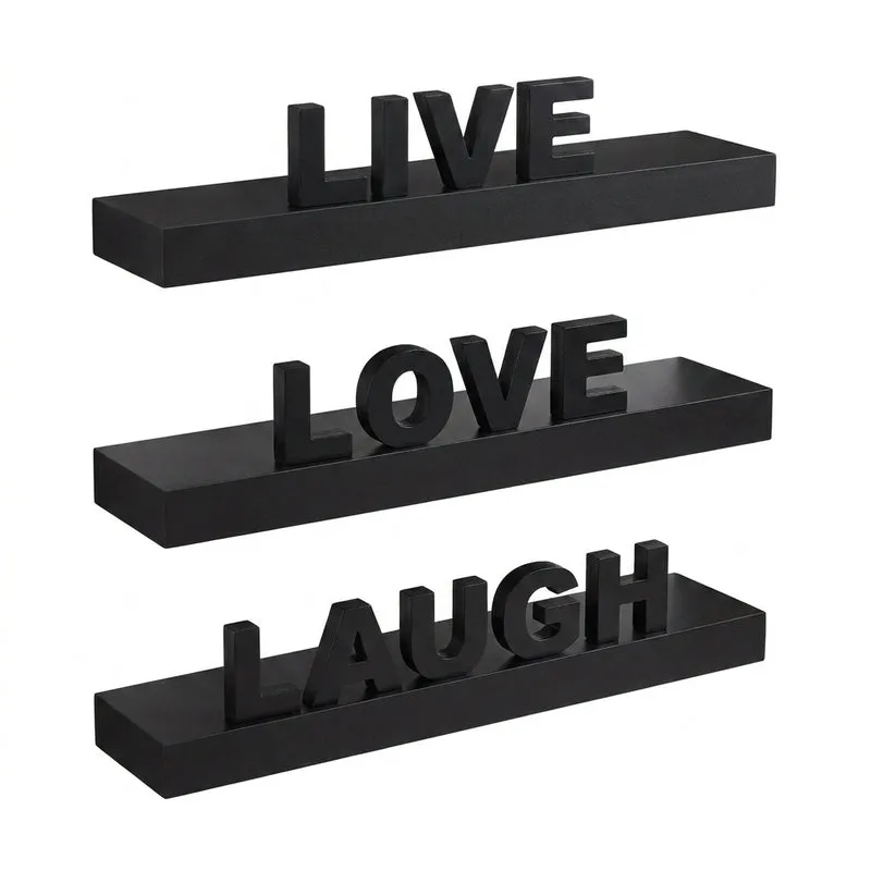 Live Love Laugh Wall Shelf - Black media 5