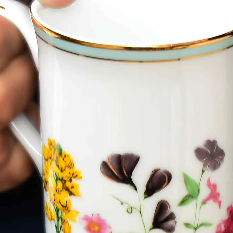 Basant 24k Gold Brushed Porcelain Coffee Mug (300 mL Each) - Set of Four media 7