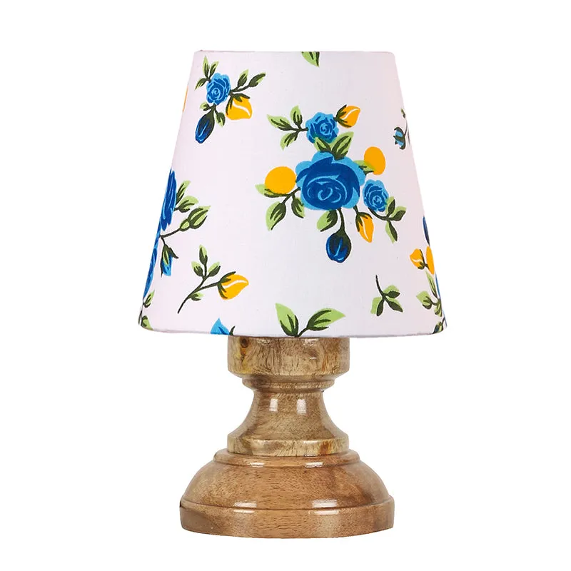 Harolda Blue Fleur Fabric Table Lamp - Multicolor media 4