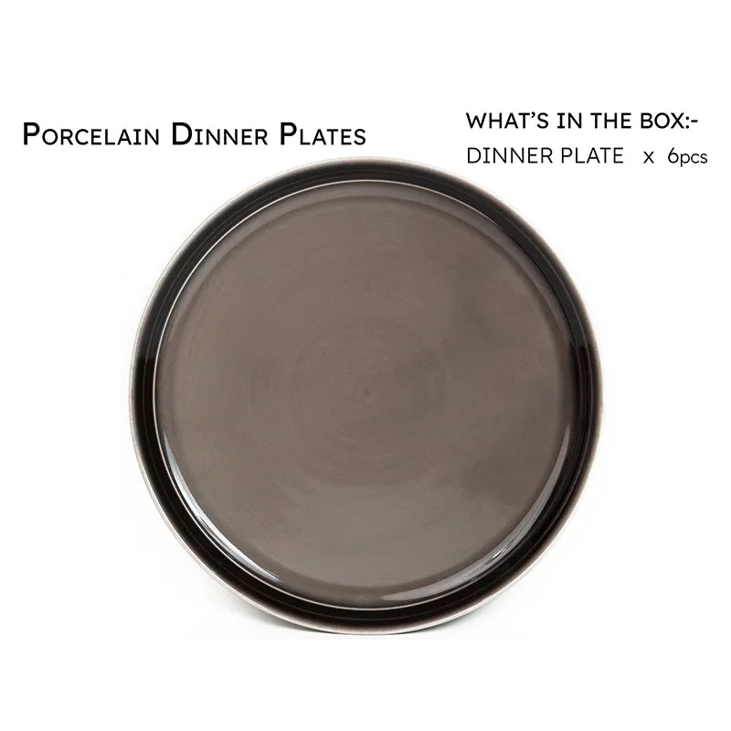 Caspian Porcelain Dinner Plate (Grey) - Set Of Six media 8