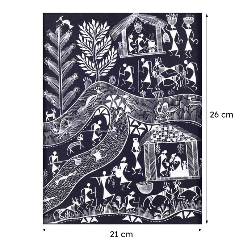 Life Of Warli Canvas Wall Art - Set Of Two media 8