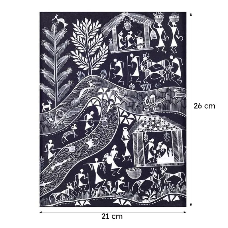 Life Of Warli Canvas Wall Art - Set Of Two media 8