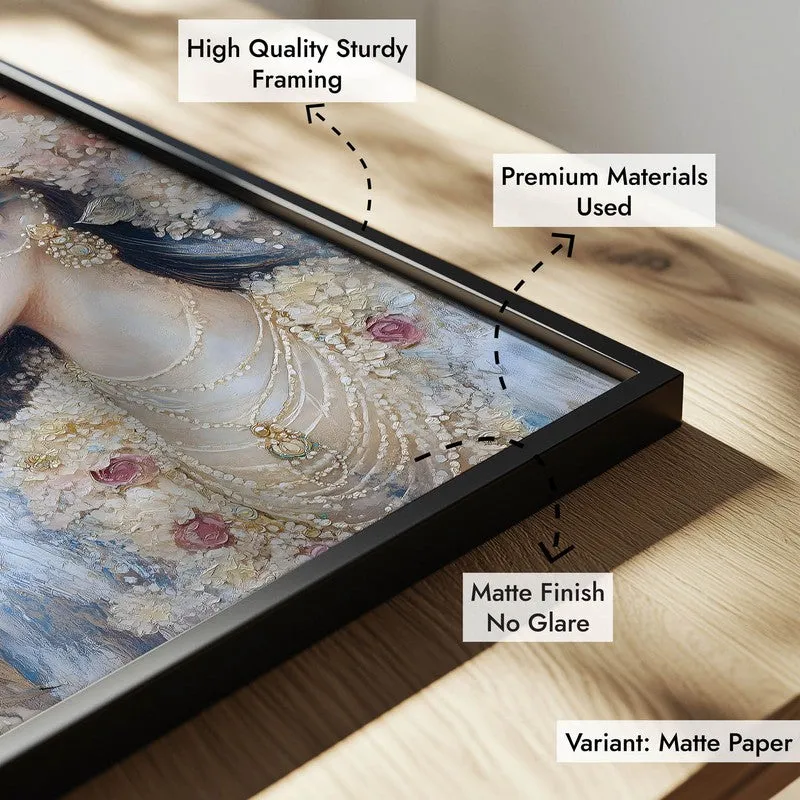 Radha Govindam Spiritual Archival Paper Wall Painting With Frame - Black media 7