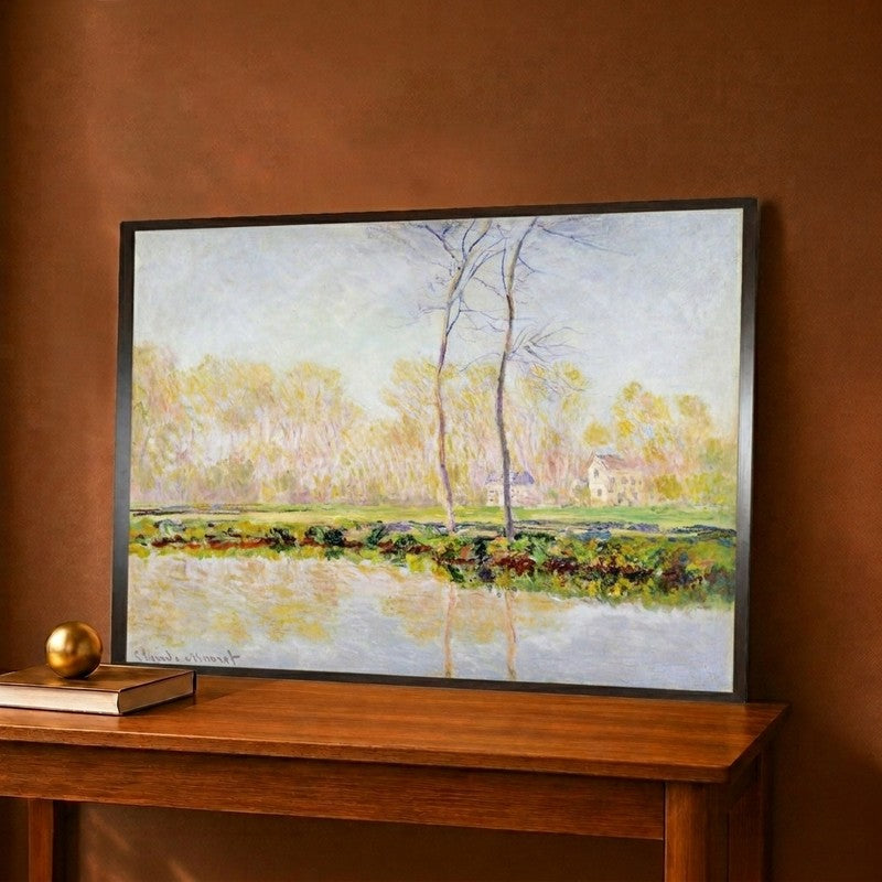 The Banks of the River Epte at Giverny Canvas Wall Painting - 12 x 9 Inches