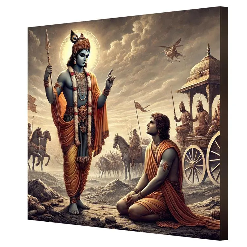 Krishna Call to Arjuna Wall Painting media 5