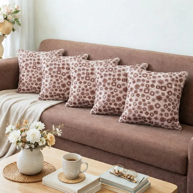PixelMosaic Cushion Cover (Brown) - Set Of Five media 1