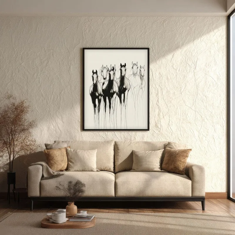 Horse Beyond Lines Wall Painting With Black Frame media 3