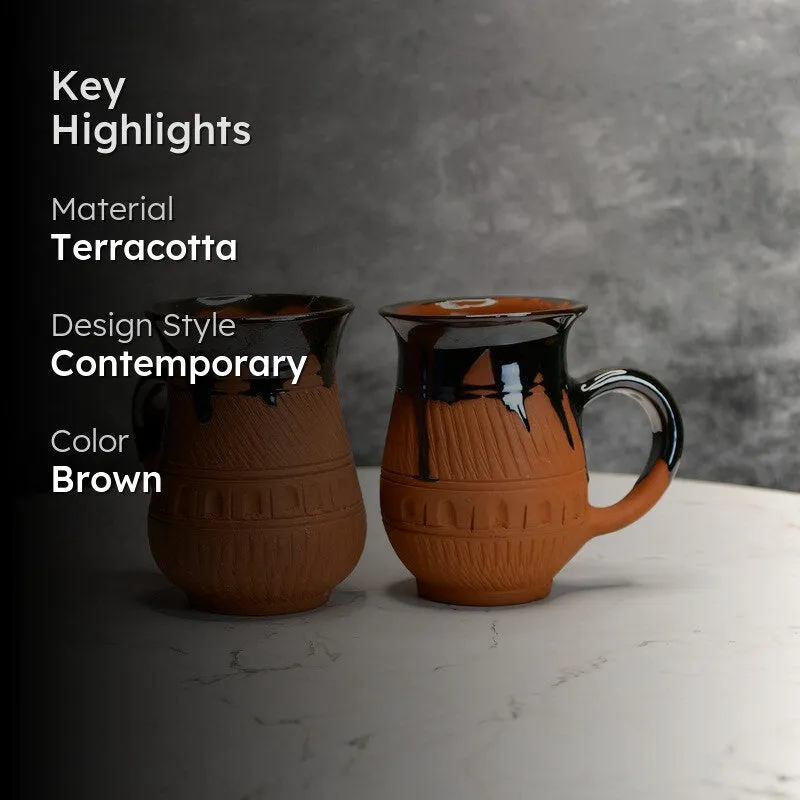 Sculpted Terracotta Coffee Mug (440 mL Each) - Set Of Two media 2