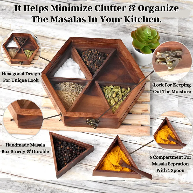 Hexa Spice Sheesham Wood Masala Box media 4