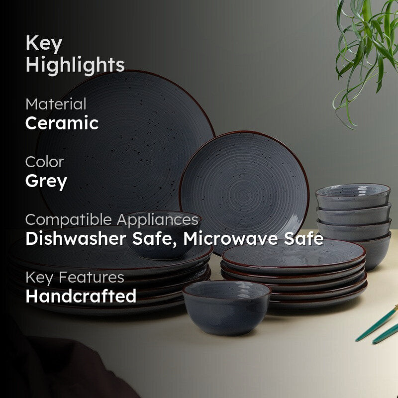 Pebble Grey Ceramic Dinner Set - 18 Piece Set media 2