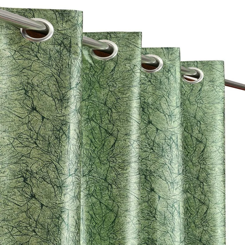SoftFall Printed Curtains (Green) - Set Of Two media 3