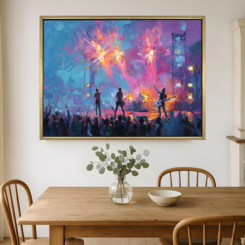 Guitar Firestorm Canvas Wall Painting With Frame