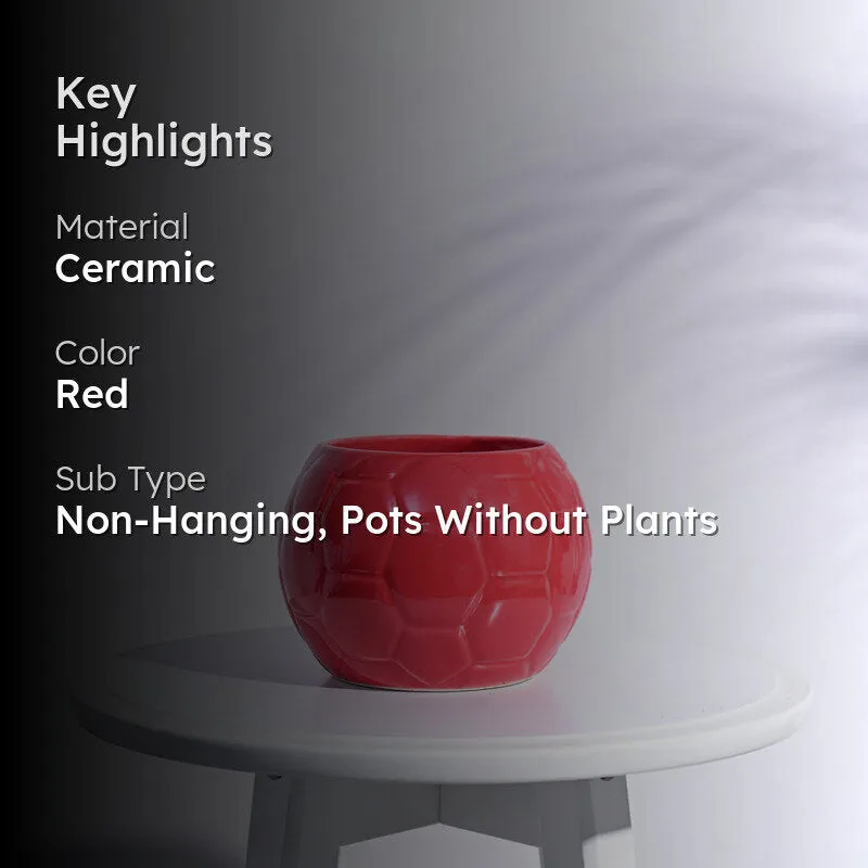 Ugaoo Football Red Ceramic Pot media 2