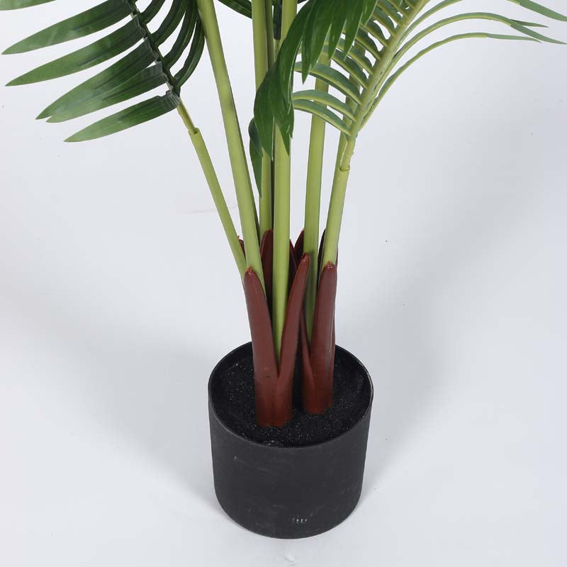 Faux Lush Areca Plam Plant With Black Plastic Pot - 4 Feet media 5