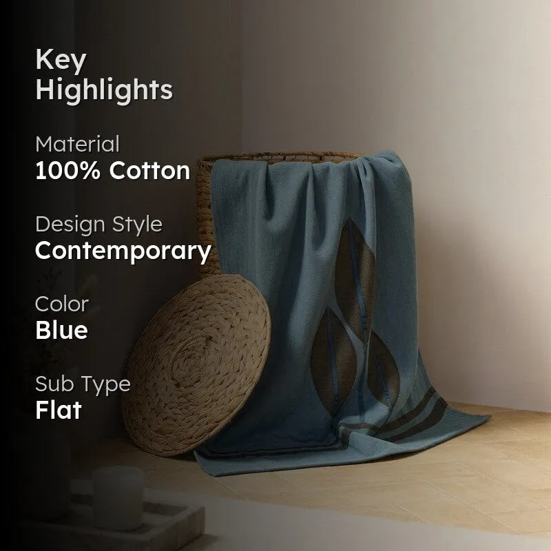 Rustic Petal Cotton Bath Towels - Blue media 2