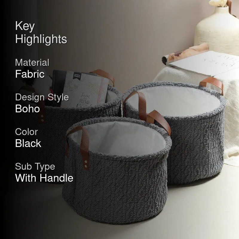 LineNest I Fabric Storage Basket (Black) - Set of Three media 2