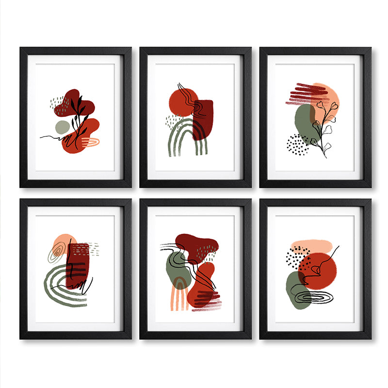 Modern Abstract Wall Painting With Wooden Frame - Set Of Six media 6
