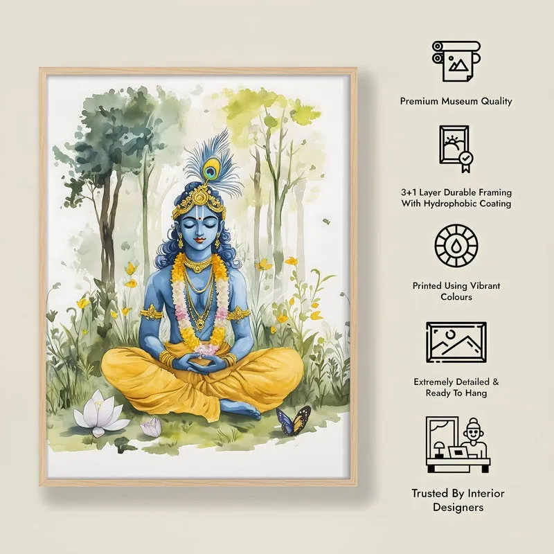 Sacred Balachandra Spiritual Archival Paper Wall Painting - Natural Brown Frame media 8