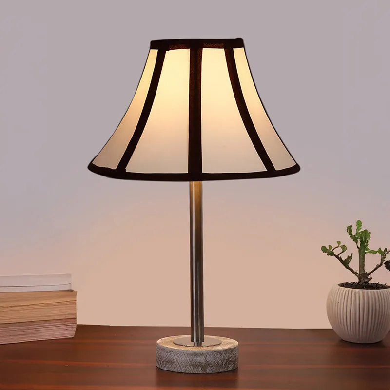 Stripra Rodin Wooden Table Lamp - White,Silver media 2