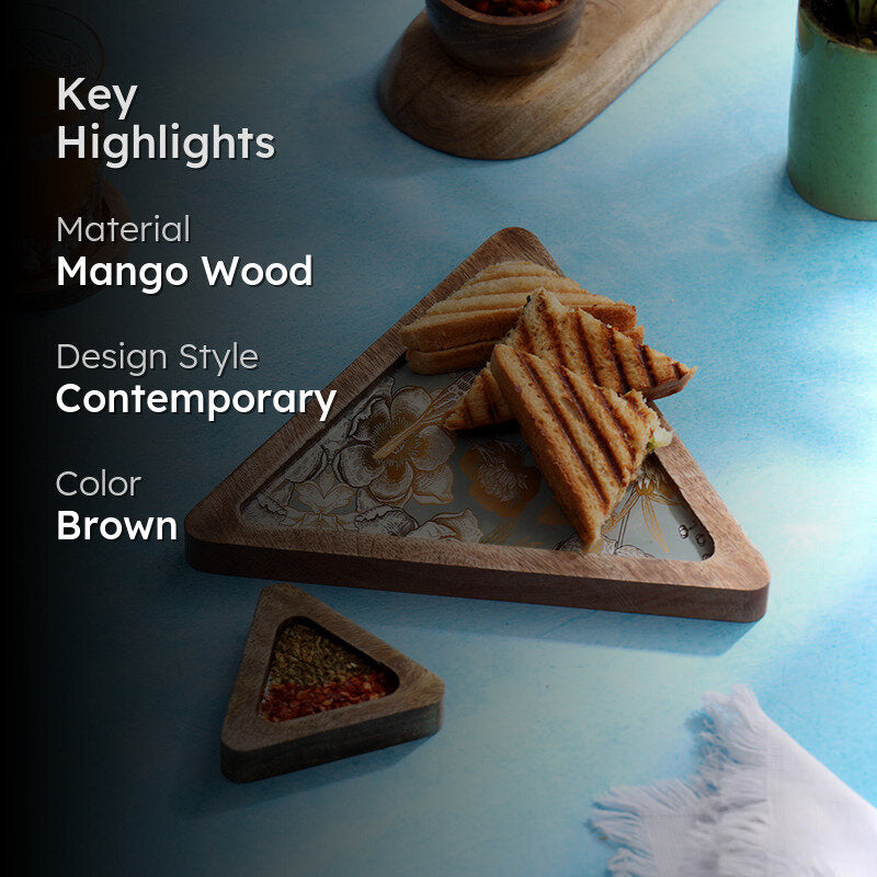 Verrosa Triangular Chip & Dip Mango Wood Platter - Set of Two media 2