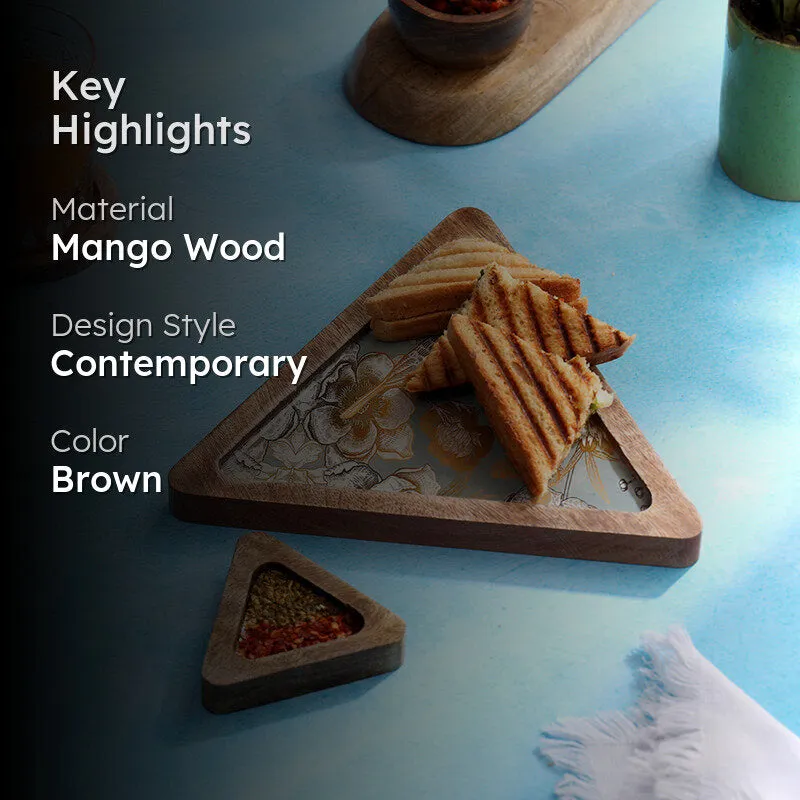 Verrosa Triangular Chip & Dip Mango Wood Platter - Set of Two media 2