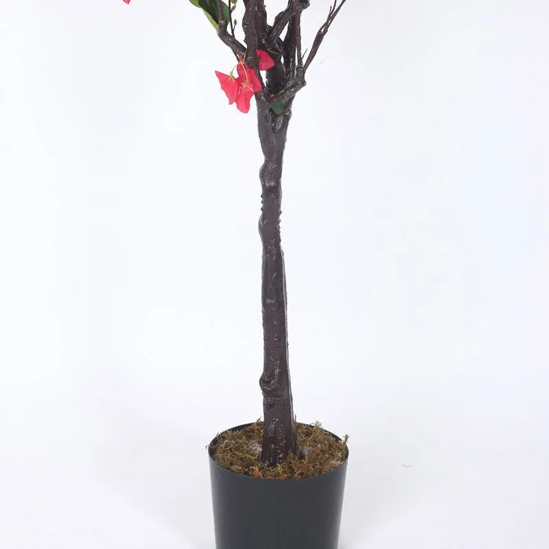 Faux Realtouch Red Bougainvillea Plant With Black Plastic Pot - 5.2 Feet media 8