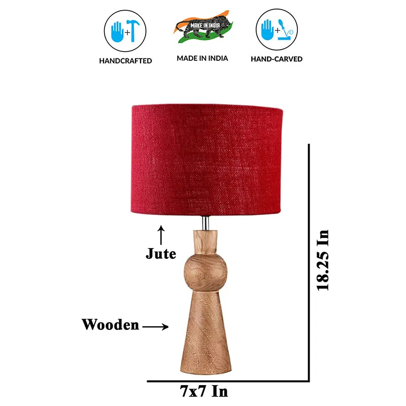 Angler Jute Wooden Table Lamp - Maroon,Brown media 6