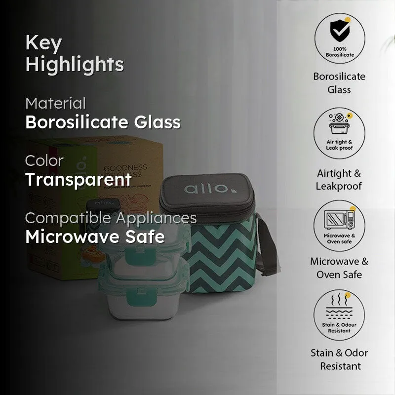Jonas Lunchbox With Square Chevron Bag (310 ML) - Set Of Two media 2