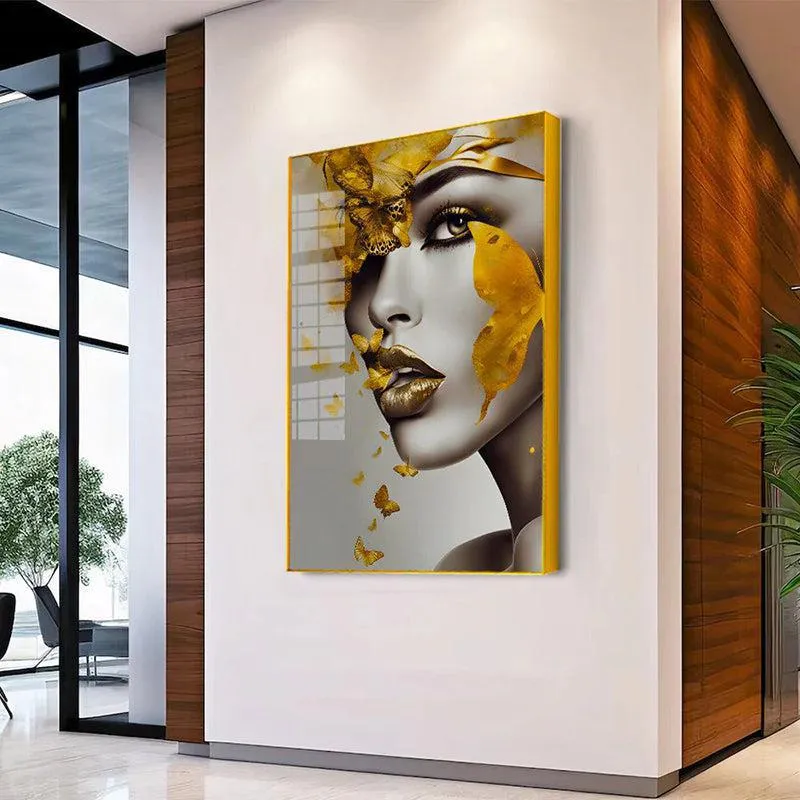 La Belle Dorée Modern Canvas Wall Art With Frame - Gold media 4