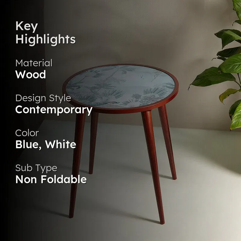 India Circus Wood Blooming Round Side Table media 2