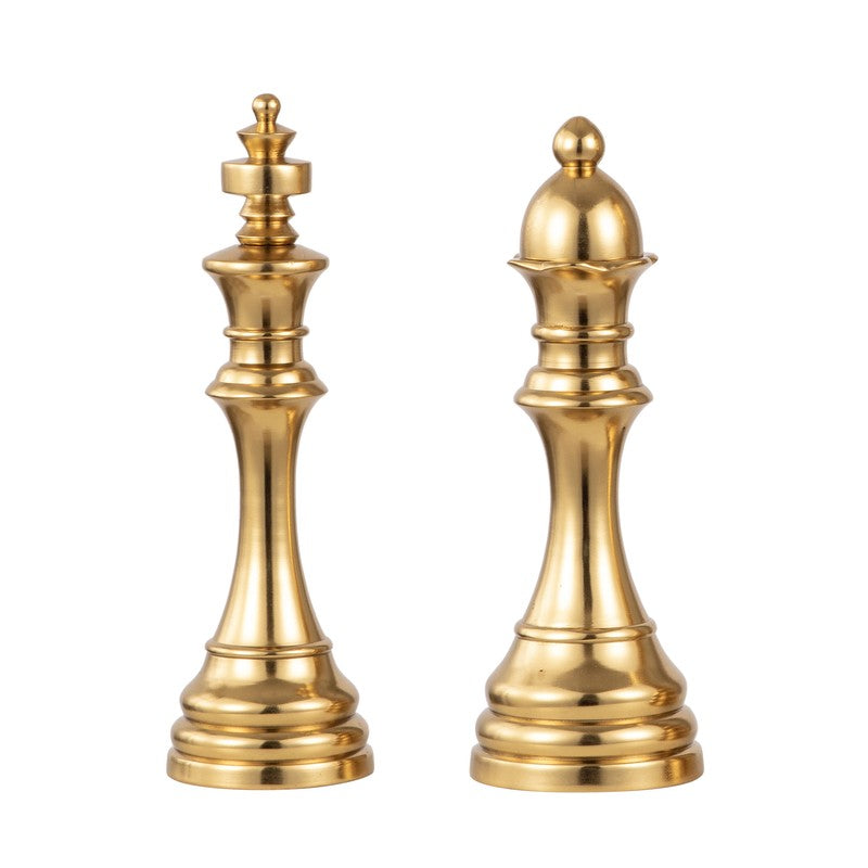 Chess Aluminum Showpiece (Gold) (Small) - Set Of Two media 3