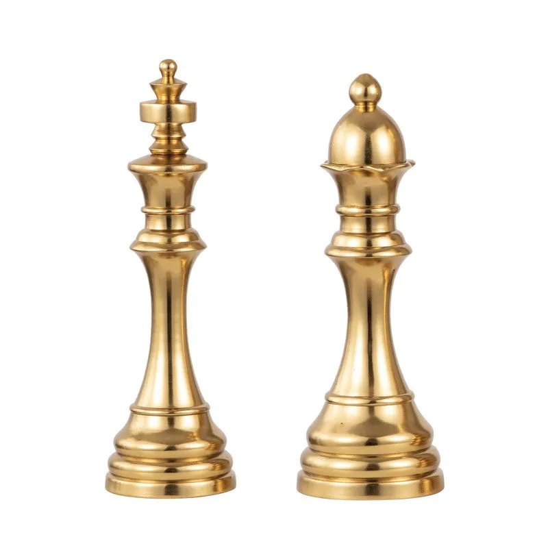 Chess Aluminum Showpiece (Gold) (Small) - Set Of Two media 3