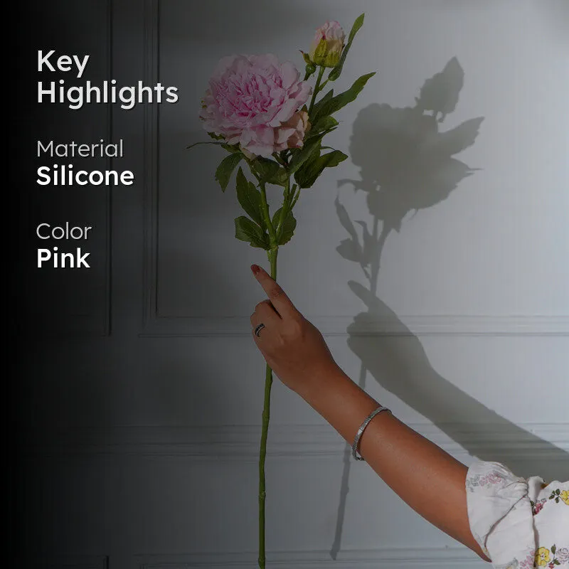 Faux Peony Flower Stick (Light Pink) - 26 CM media 2