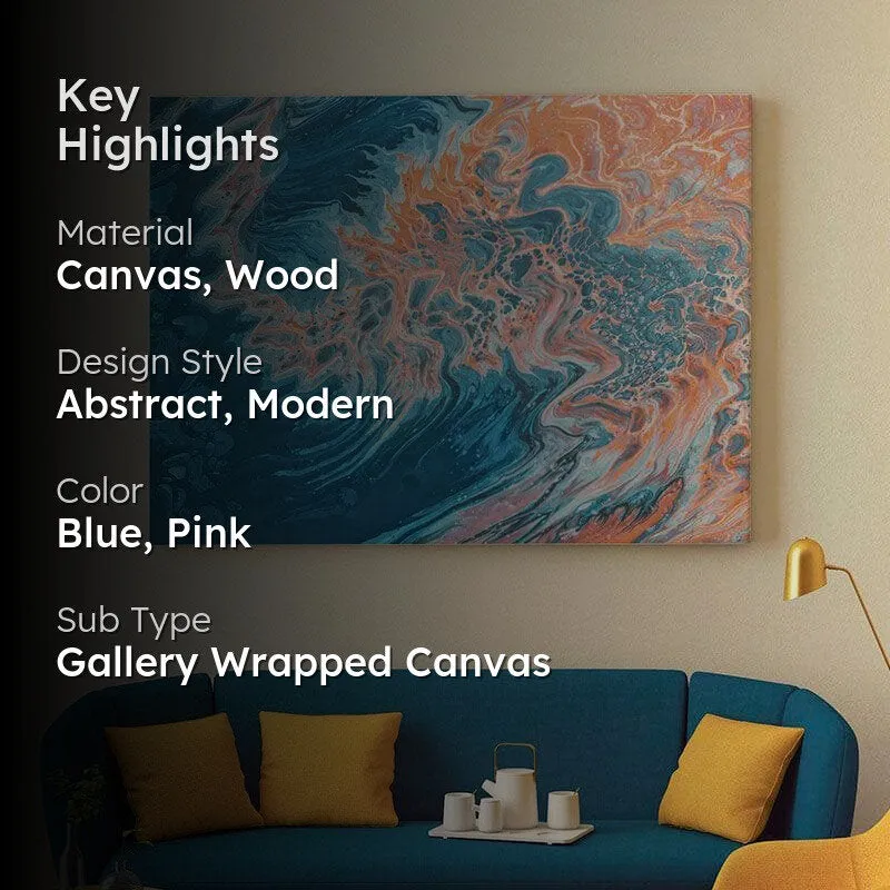 Deep Blue & Orange Canvas Wall Painting - Gallery Wrap media 2