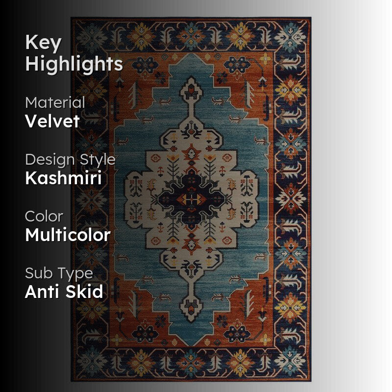 Navira Velvet Rectangle Anti-Skid Carpet media 2