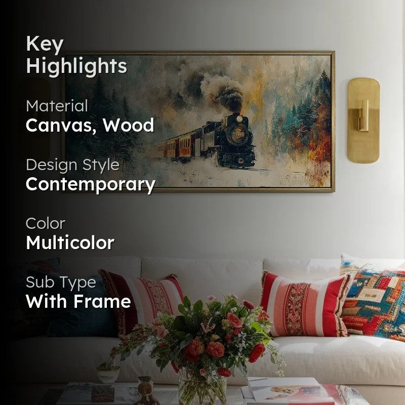 Locomotive Canvas Wall Painting With Frame media 2