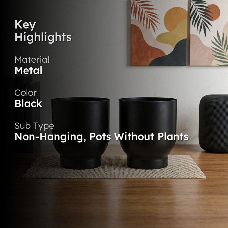 Bromo Metal Planter (Balck) - Set Of Two media 2