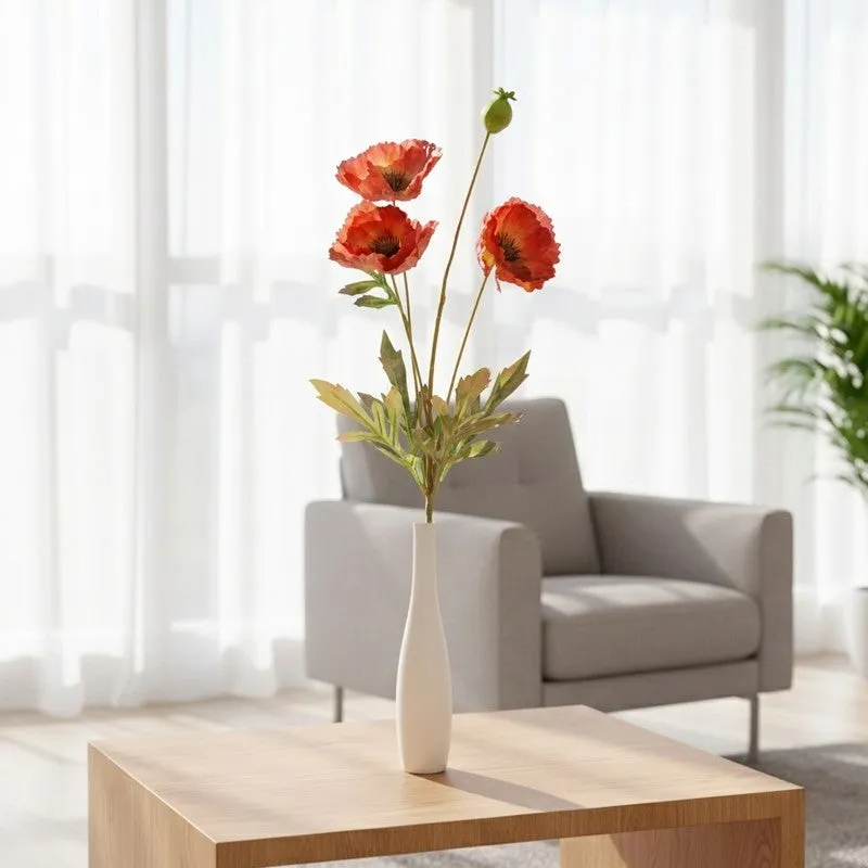 Poppy Artificial Flower Stem - Red media 1