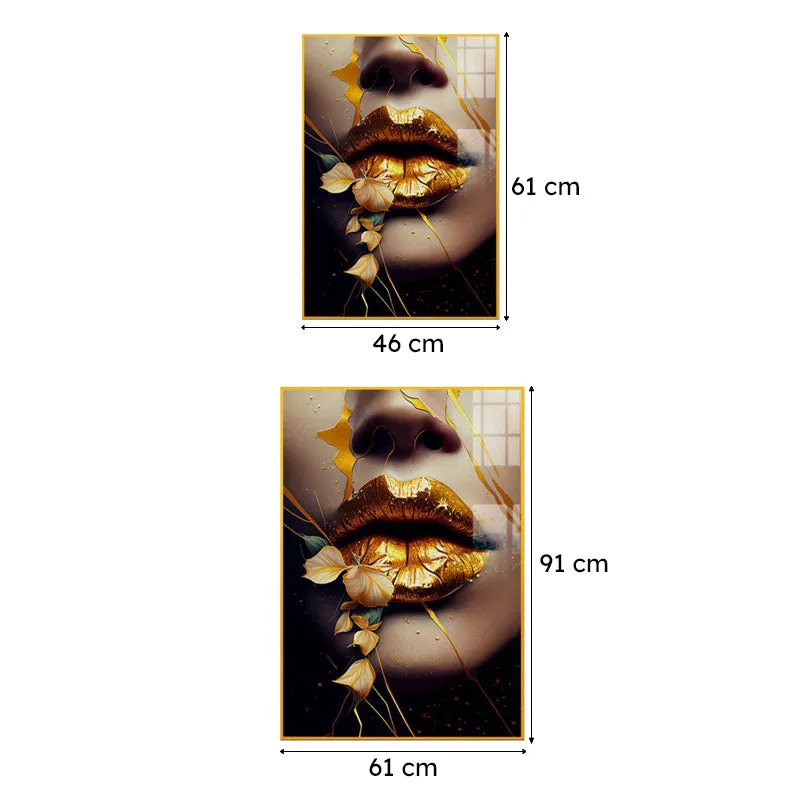Amber Drip Modern Canvas Wall Art With Frame - Gold media 6