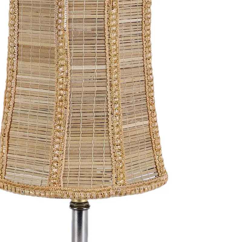Rustic Bamboo Shade Table Lamp - Beige media 5