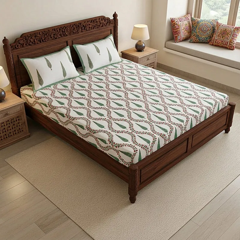 Regalia Cotton Bedsheet (Green) - 180 TC media 1