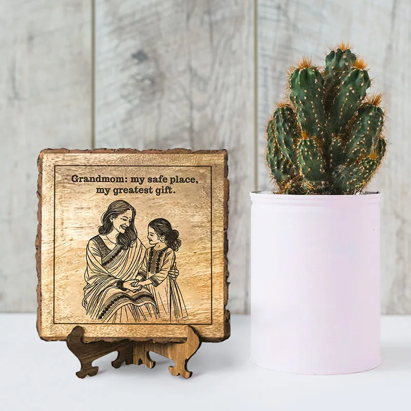 Grand Mother: Greatest Gift Wood Showpiece - Square media 1