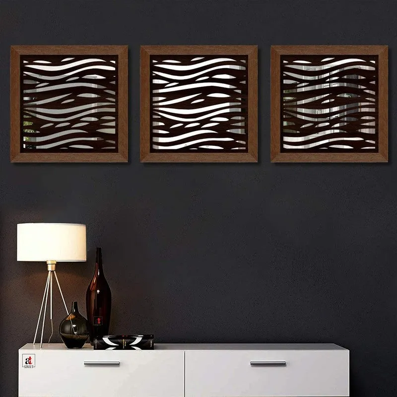 Meadow Wall Mirror With Wooden Frame (Dark Brown) - Set Of Three media 1