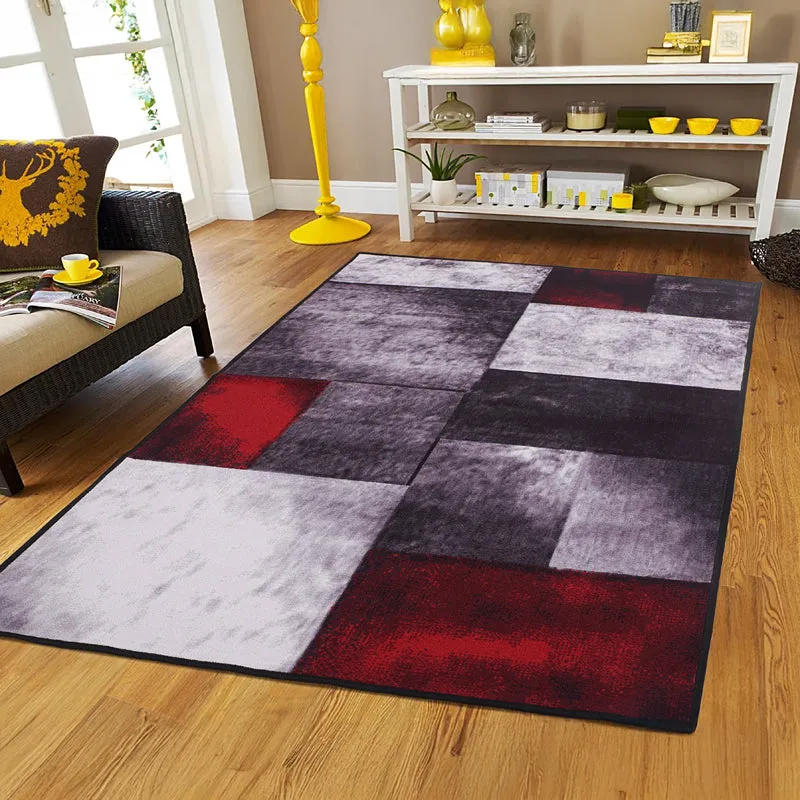 Red Geometry Anti-Skid Carpet media 3