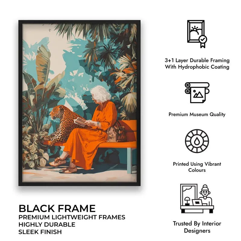 Leopard Lore Canvas Wall Painting - Black Frame media 9