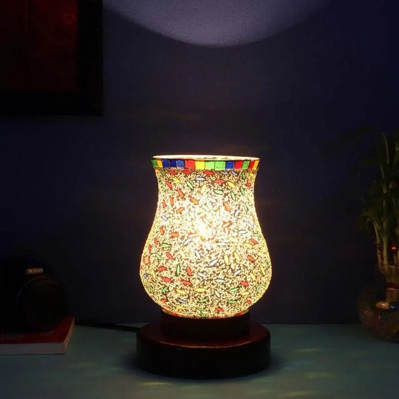 Speckly Mosaic Glass Table Lamp - Multicolor media 1